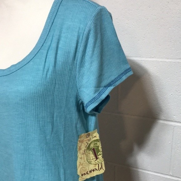 One World Tee W/Multicolored Scarf - NWT Sm. - Picture 4 of 8